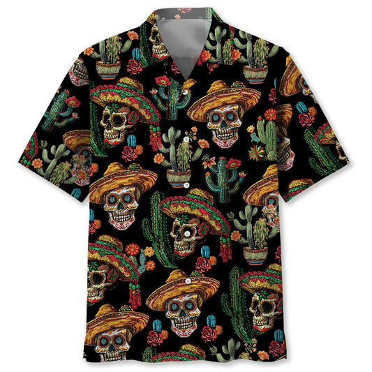 Cactus Skull Hawaiian Shirt For Resort Holiday And Weekend Wear