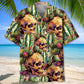 Cactus Skull Vintage Hawaiian Shirt For Tropical Holiday, Warm Weather Outing, And Comfortable Travel Wear
