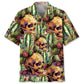 Cactus Skull Vintage Hawaiian Shirt For Coastal Festival, Island Getaway, And Weekend Wear