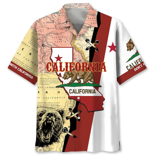 California Proud Hawaiian Shirt For Relaxed Getaway, Resort Escape, And Summer Event Style