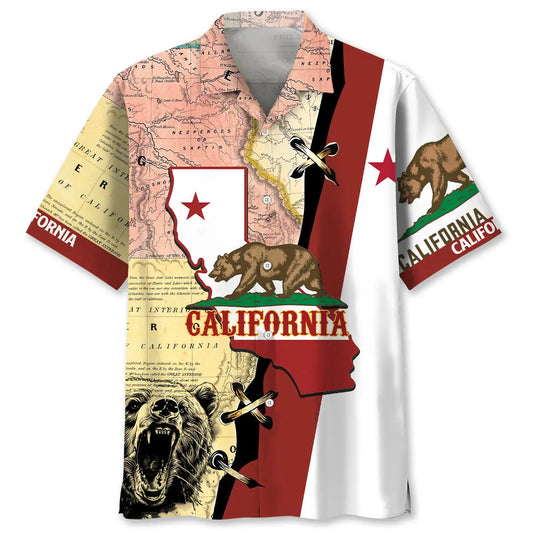 California Proud State Hawaiian Shirt For Warm Weather Outing And Outdoor Comfort