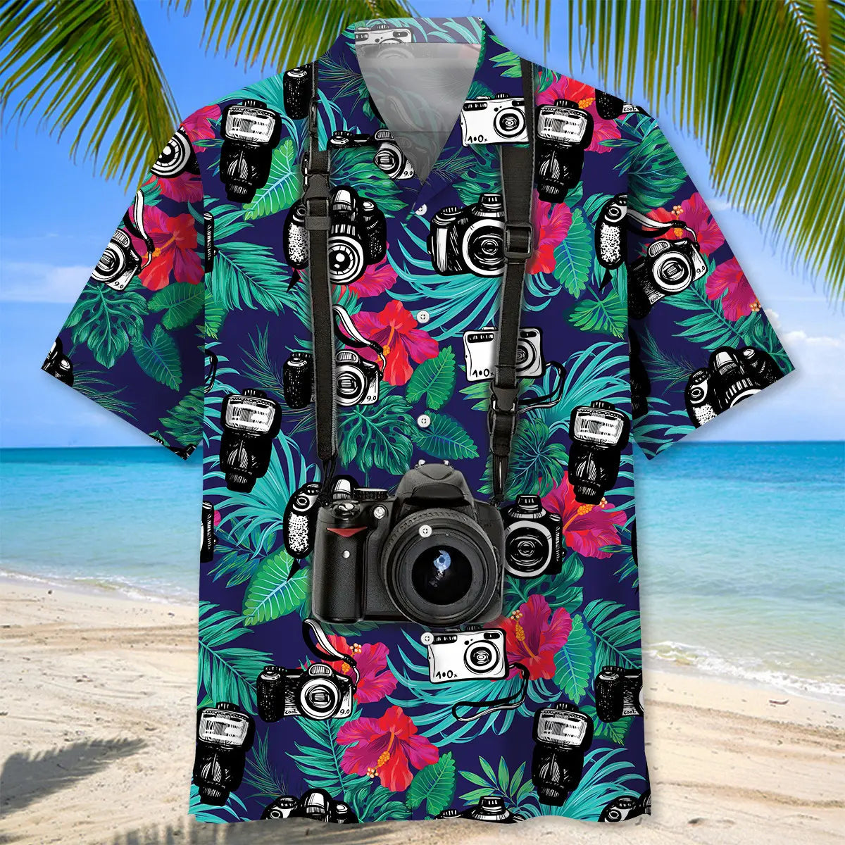 Tropical Camera Hawaiian Shirt For Hobby Lovers, Coastal Trips, And Relaxed Everyday Wear