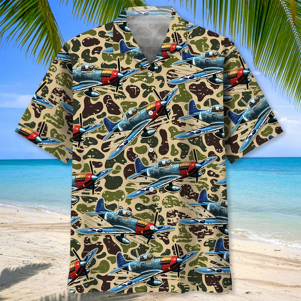 Camouflage Airplane Hawaiian Shirt For Beach Days, Summer Outings, And Thoughtful Gift Giving