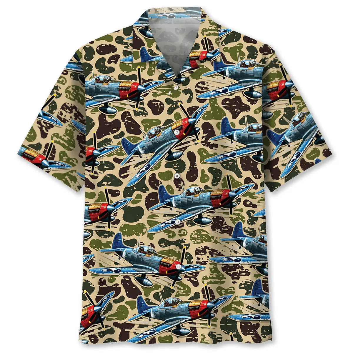 Camouflage Airplane Hawaiian Shirt For Beach Days, Summer Outings, And Thoughtful Gift Giving