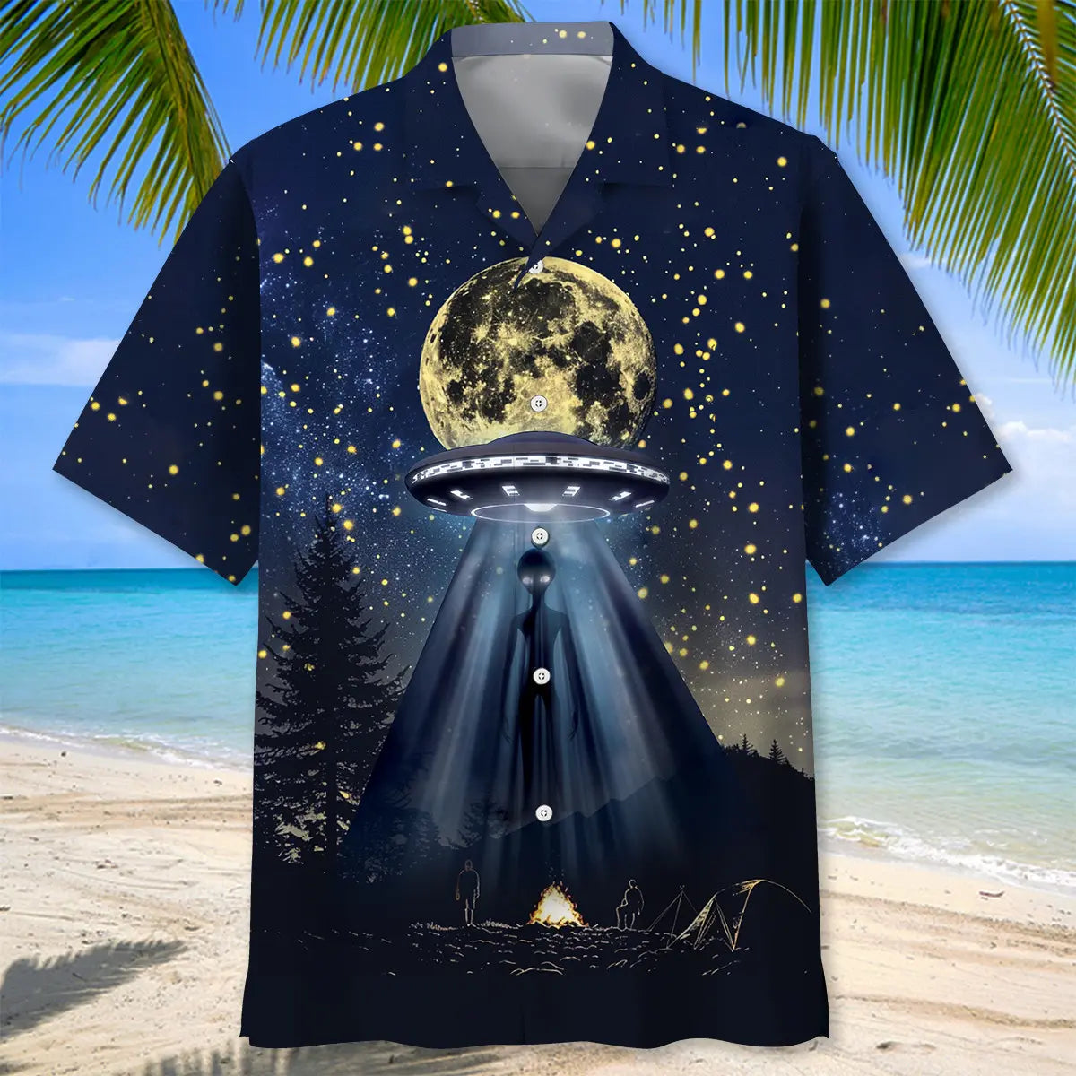 Camping Alien At Campsite Hawaiian Shirt For Family Vacation, Relaxed Getaway, And Memorable Gifting
