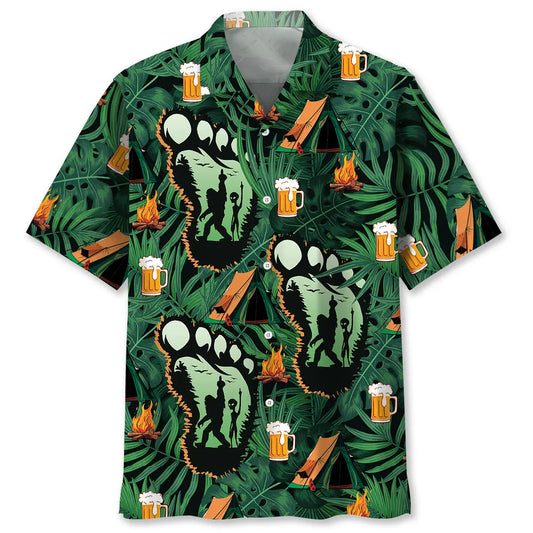 Camping Bigfoot Alien Fire Beer Hawaiian Shirt For Beach Days, Summer Outings, And Thoughtful Gift Giving