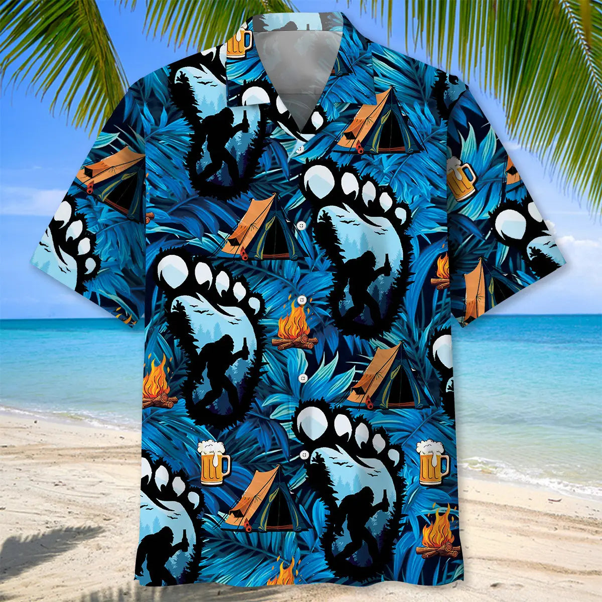 Camping Bigfoot Refreshment Hawaiian Shirt For Tropical Holiday And Vacation Style