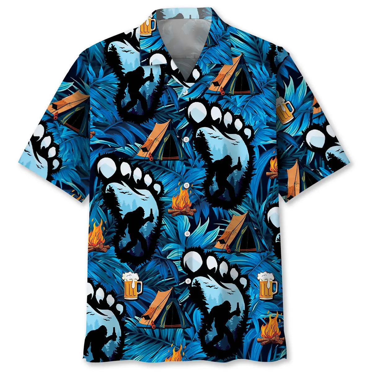 Camping Bigfoot Refreshment Hawaiian Shirt For Summer Gathering And Outdoor Comfort