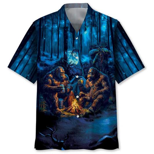 Camping Bigfoot Crazy Friend Hawaiian Shirt For Tropical Holiday, Island Adventure, And Easygoing Fashion