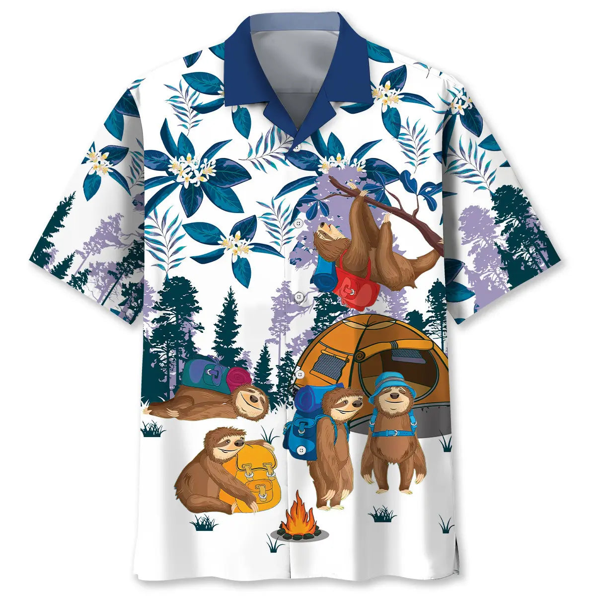 Camping Crew Sloths Hawaiian Shirt For Coastal Festival And Casual Wear