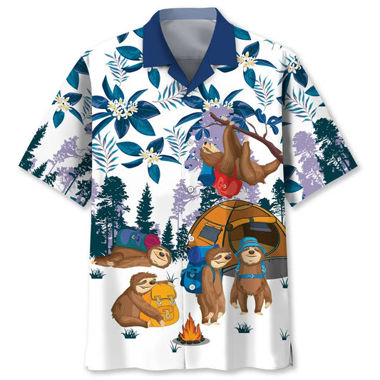 Camping Crew Sloths Hawaiian Shirt For Coastal Festival And Casual Wear