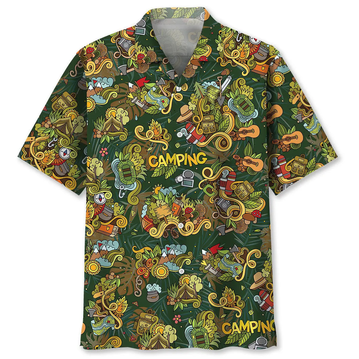 Camping Gear Hawaiian Shirt For Island Vacations, Resort Wear, And Relaxed Seasonal Style