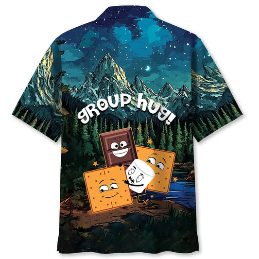 Camping Group Hug Hawaiian Shirt For Island Vacations, Resort Wear, And Relaxed Seasonal Style