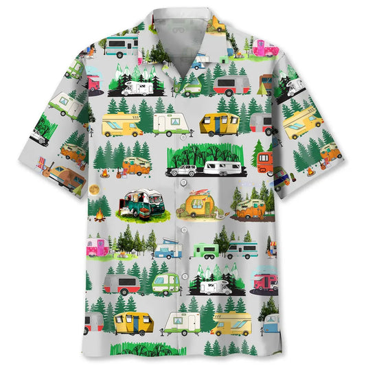 Camping Creative Pattern Hawaiian Shirt For Beach Days, Summer Outings, And Thoughtful Gift Giving