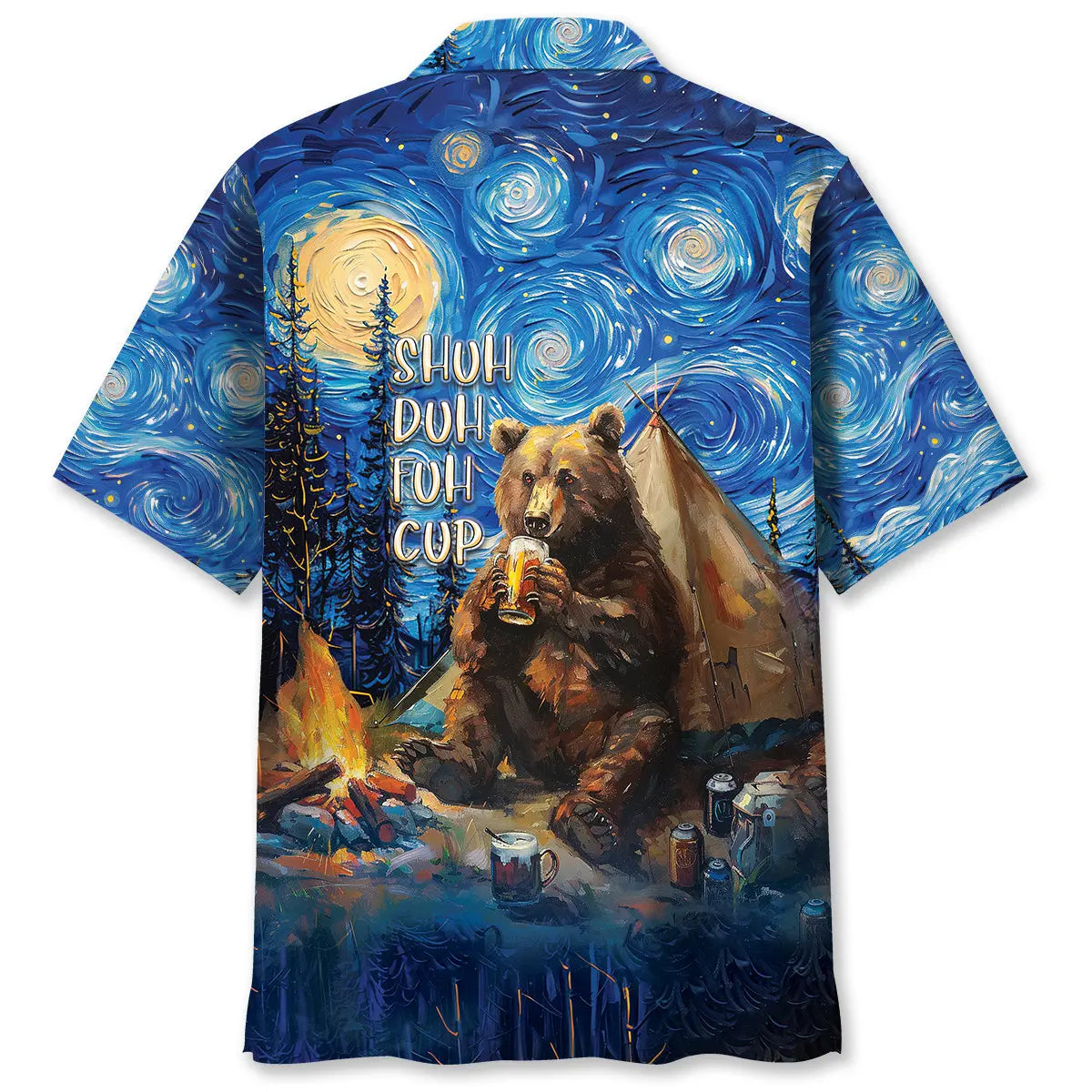 Camping Starry Sky Bear Hawaiian Shirt For Outdoor Relaxation, Island Trips, And Warm Weather Activities