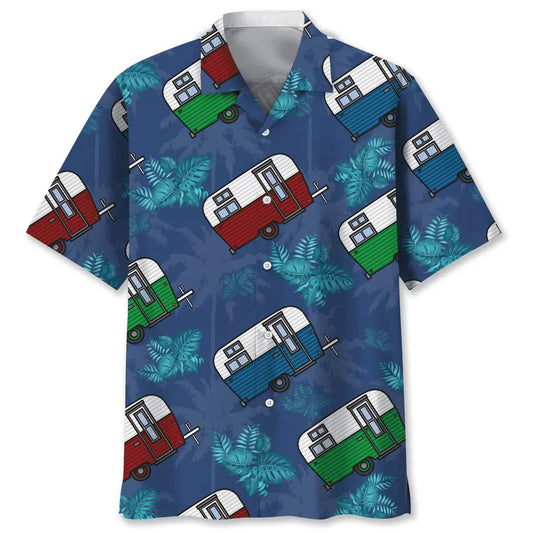 Tropical Camping Hawaiian Shirt For Outdoor Relaxation, Island Trips, And Warm Weather Activities