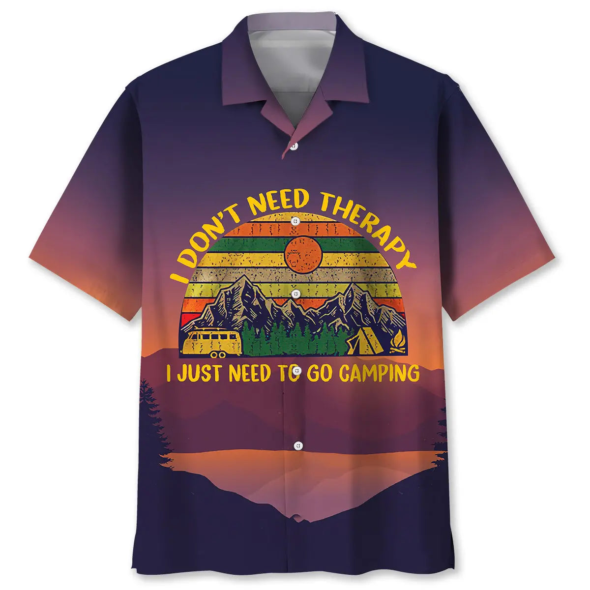 Vintage Camping Hawaiian Shirt For Coastal Travel, Casual Events, And Comfortable Summer Wear