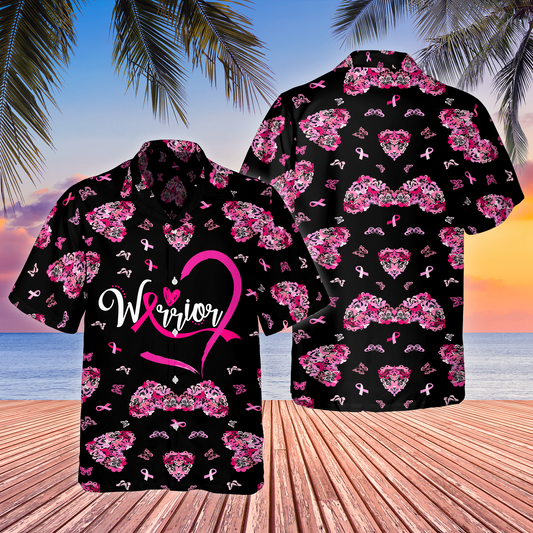 Breast Cancer Warrior Strong Support Hawaiian Shirt Artwork View For Weekend Travel And Beach Style