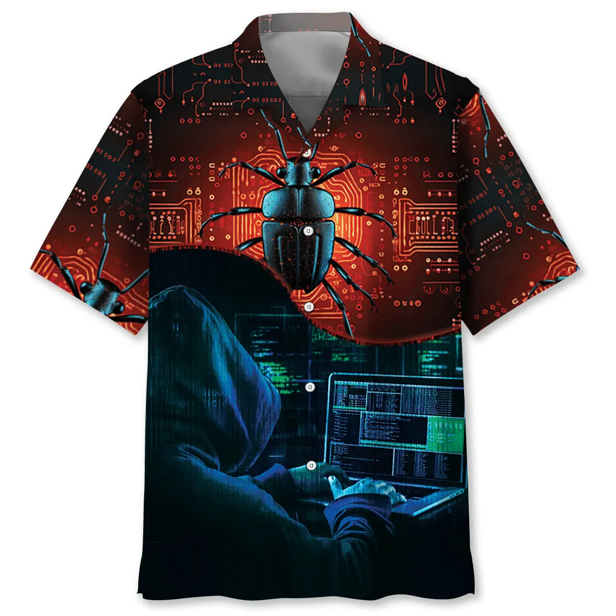 Programming Bug Humor Hawaiian Shirt For Seasonal Celebration, Warm Weather Outing, And Coastal Casual Wear