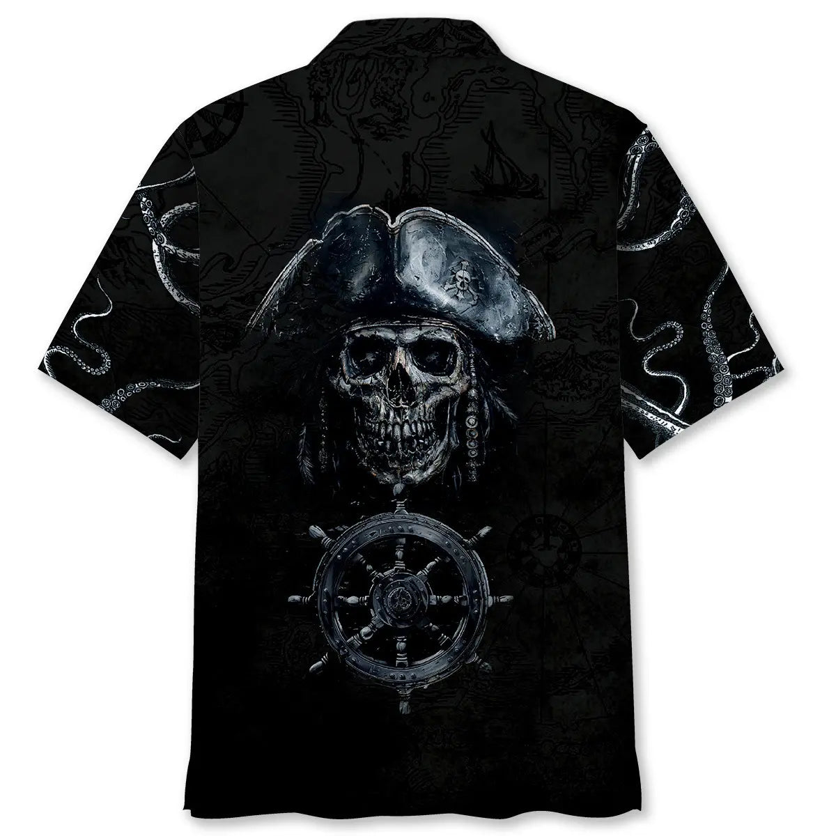 Captain Pirate Wheel Ship Hawaiian Shirt For Resort Trips, Coastal Parties, And Warm Weather Style