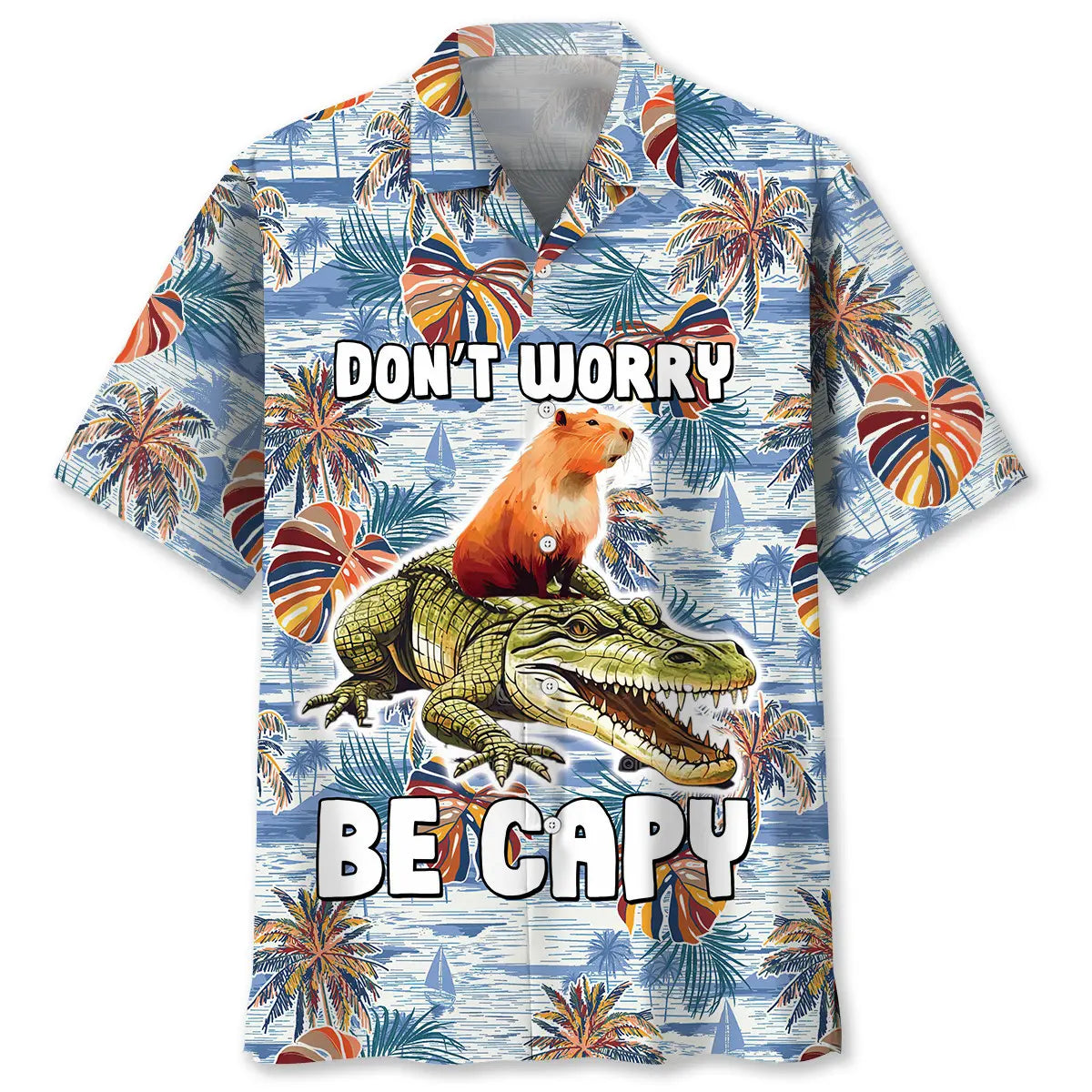 Cheerful Capybara Hawaiian Shirt For Summer Vacation, Beach Travel, And Casual Wear