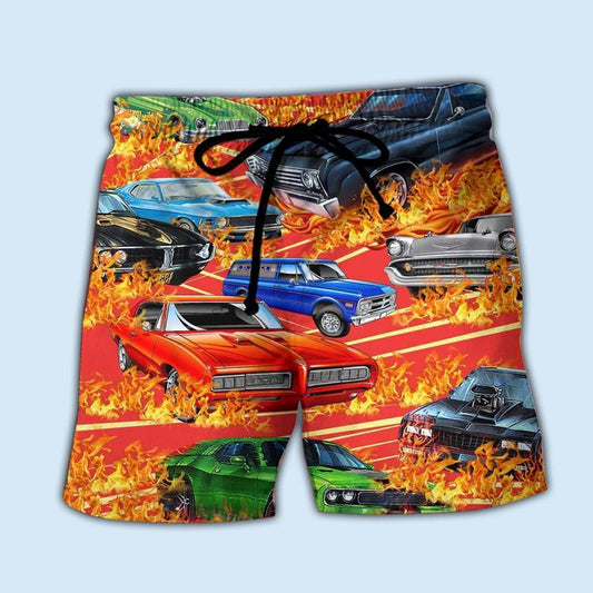 Fire Engine Power Vehicle Beach Shorts For Outdoor Adventures And Thoughtful Seasonal Gifts