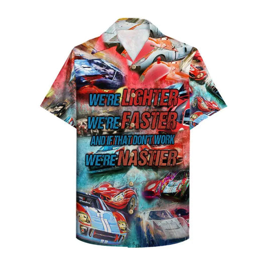 Island Summer Car Racing We're Lighter Faster Aloha Hawaiian Shirt For Summer Vacation, Beach Travel, And Casual Wear
