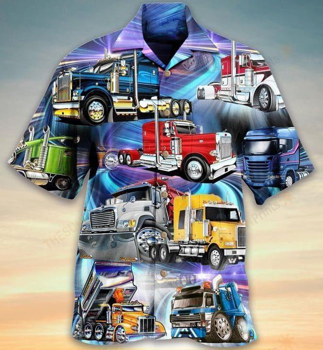 Purple Truck Hawaiian Shirt With All Over Print For Vacation Parties Beach Outings And Relaxed Daily Wear