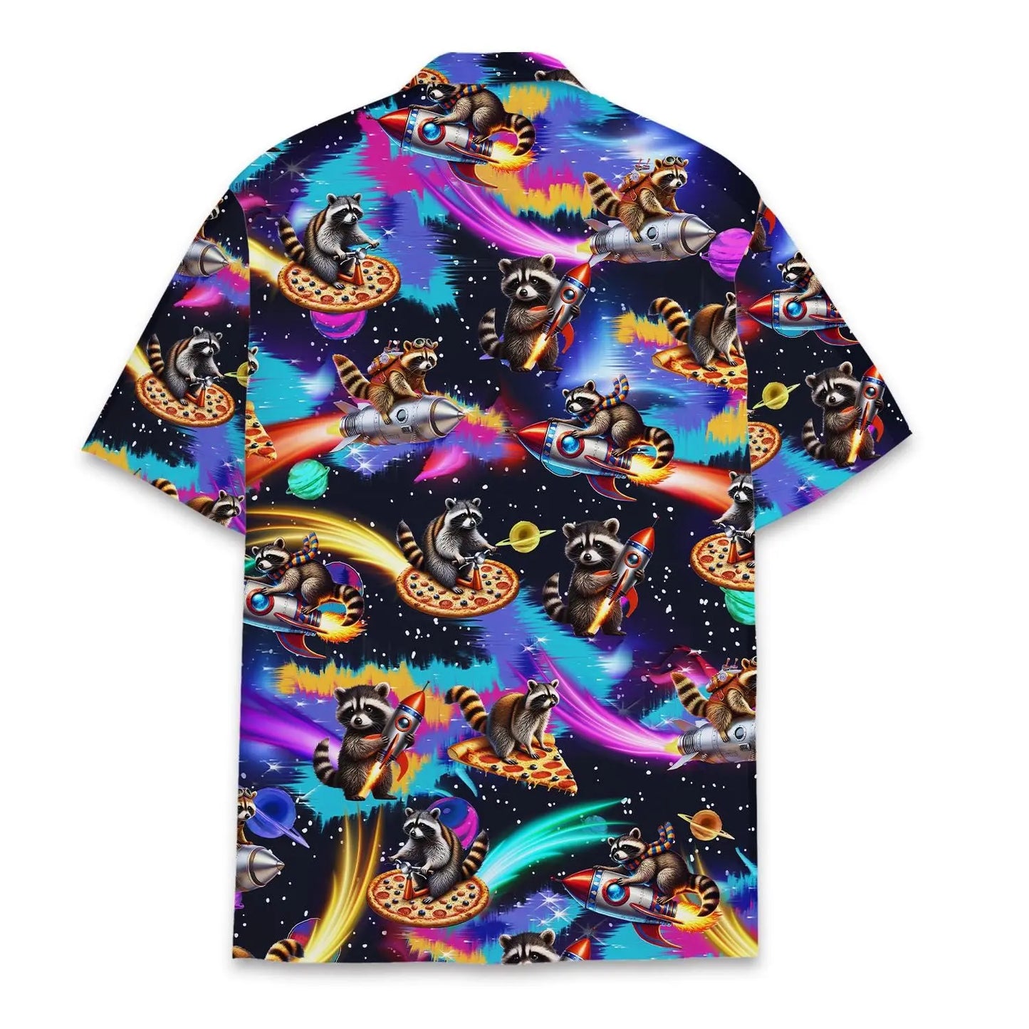 Galaxy Island Raccoon Aloha Hawaiian Shirt For Resort Trips, Coastal Parties, And Warm Weather Style
