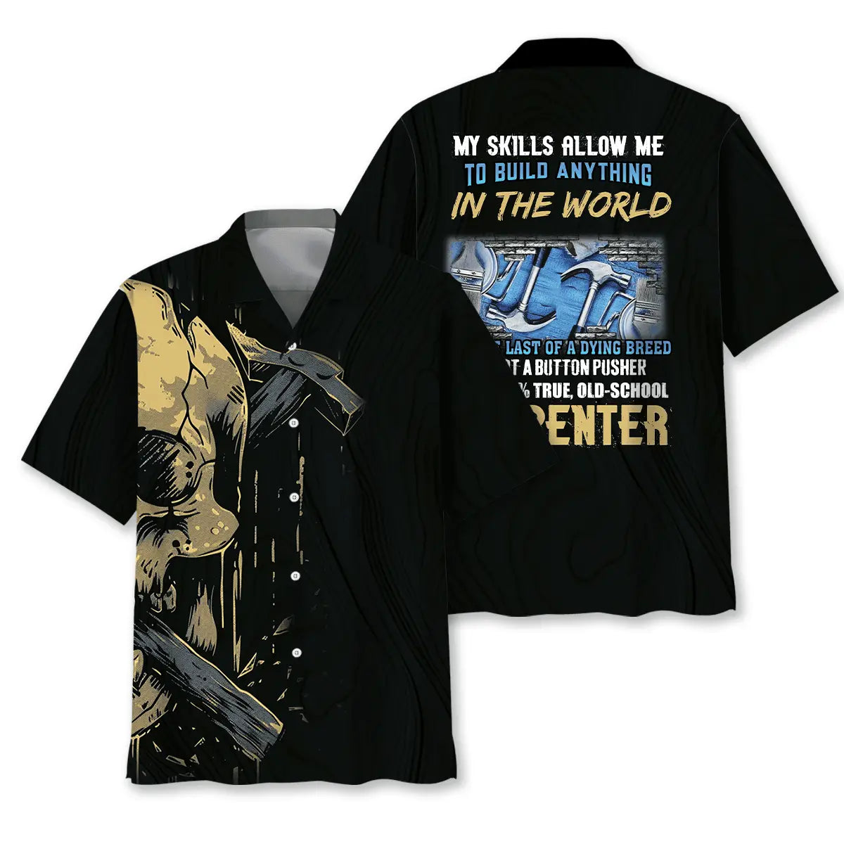 Skilled Carpenter Workshop Graphic Hawaiian Shirt For Island Vacations, Resort Wear, And Relaxed Seasonal Style