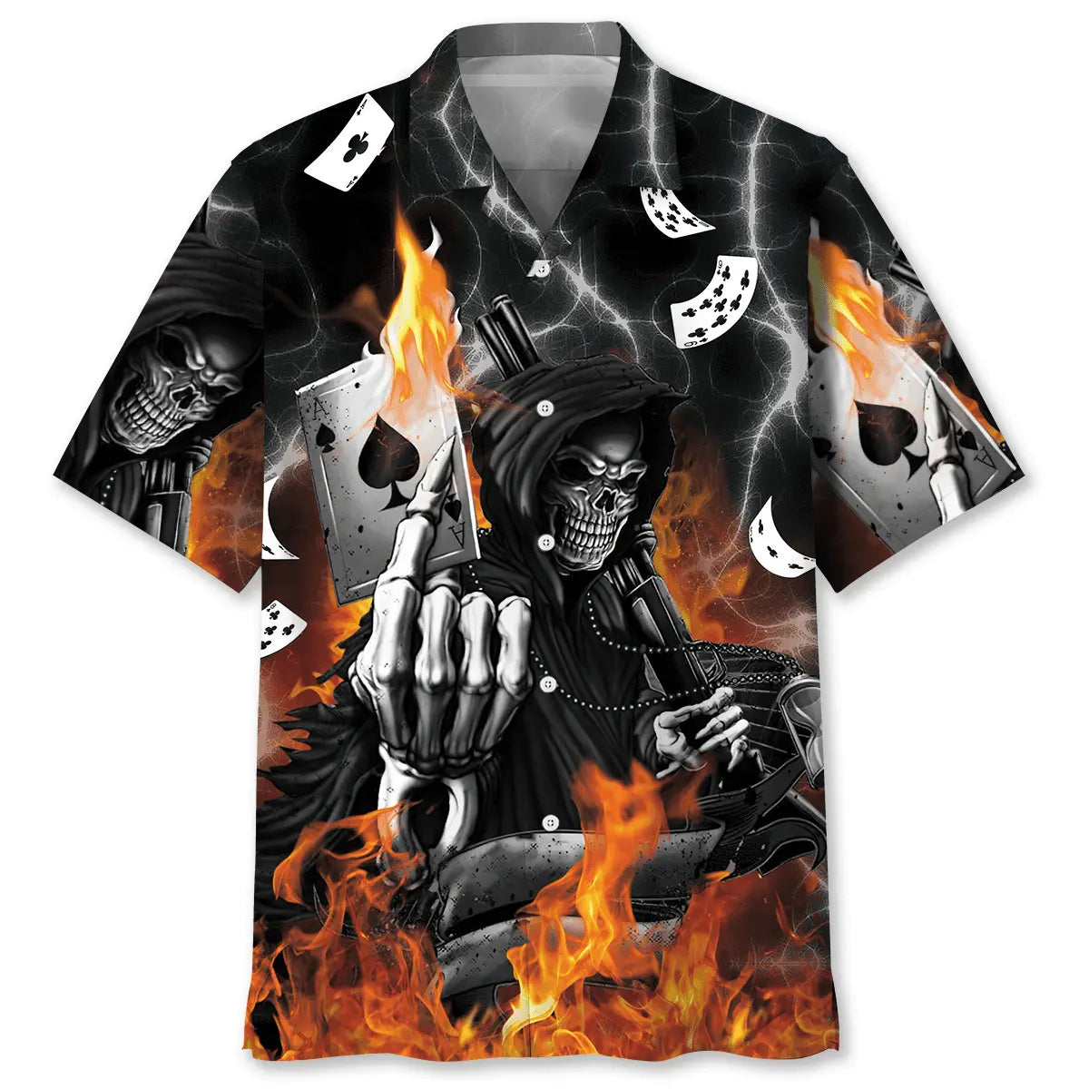 Gothic Dark Casino Devil Hawaiian Shirt For Coastal Travel, Casual Events, And Comfortable Summer Wear