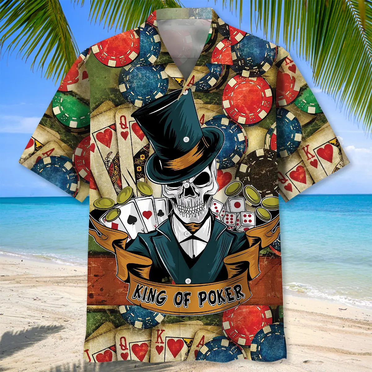 Casino Skull Hawaiian Shirt For Island Vacations, Resort Wear, And Relaxed Seasonal Style