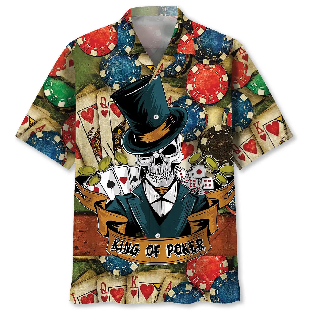 Casino Skull Hawaiian Shirt For Island Vacations, Resort Wear, And Relaxed Seasonal Style