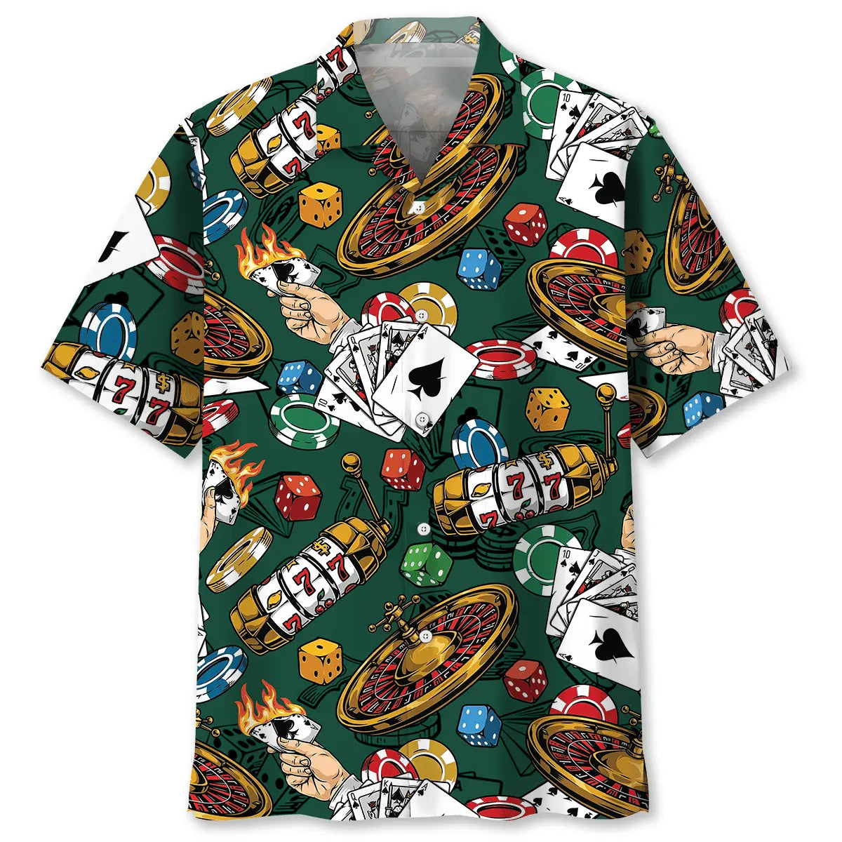 Vintage Casino Hawaiian Shirt For Summer Vacation, Beach Travel, And Casual Wear