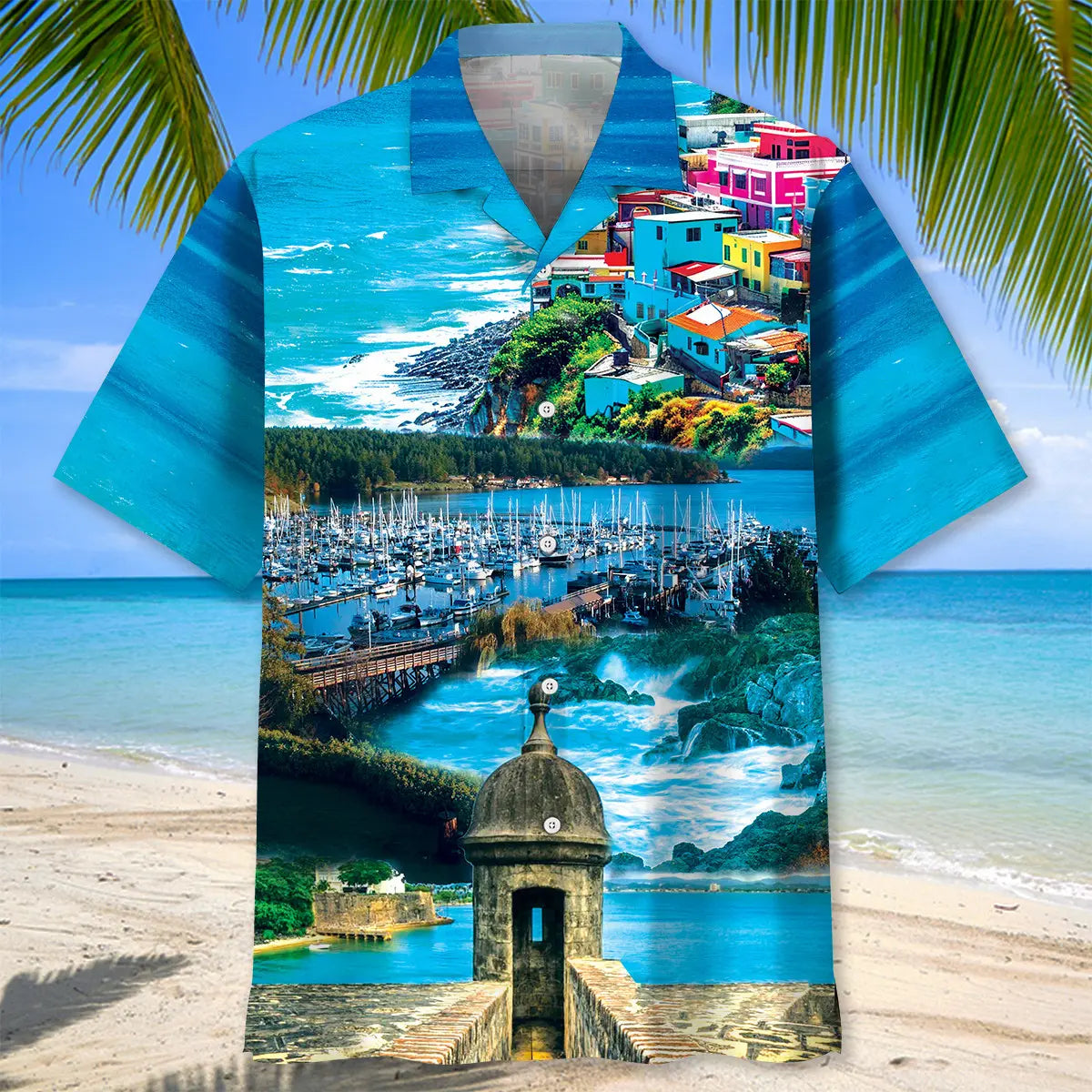 Castillo San Felipe Del Morro Hawaiian Shirt For Coastal Adventure, Outdoor Event, And Relaxed Summer Style