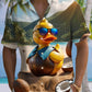 Creative Yellow Duck Hawaiian Shirt For Tropical Holidays, Outdoor Gatherings, And Everyday Comfort