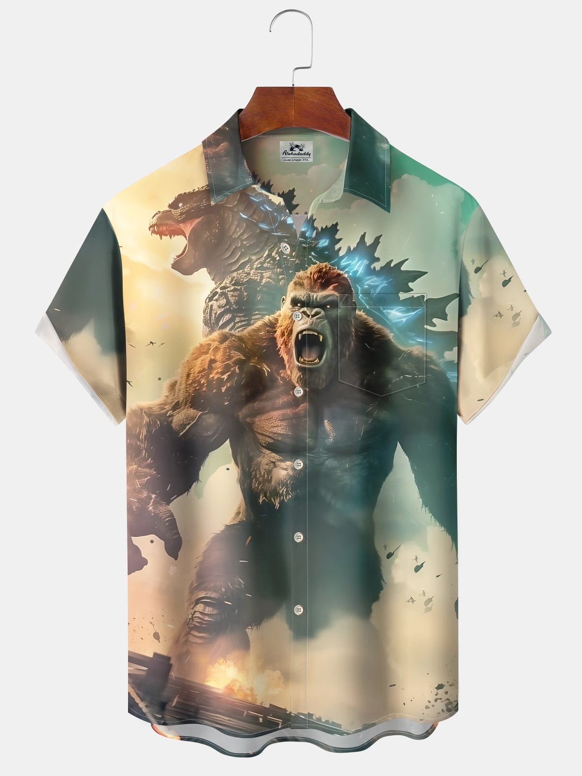 Creative Giant Gorilla Reptile Monster Hawaiian Shirt For Tropical Holidays, Outdoor Gatherings, And Everyday Comfort