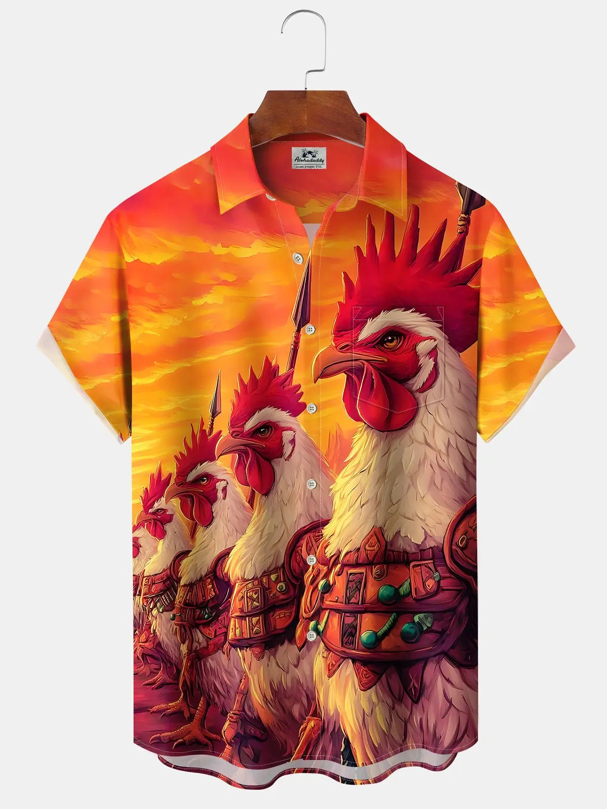 Vintage Creative Rooster Hawaiian Shirt For Tropical Holidays, Outdoor Gatherings, And Everyday Comfort