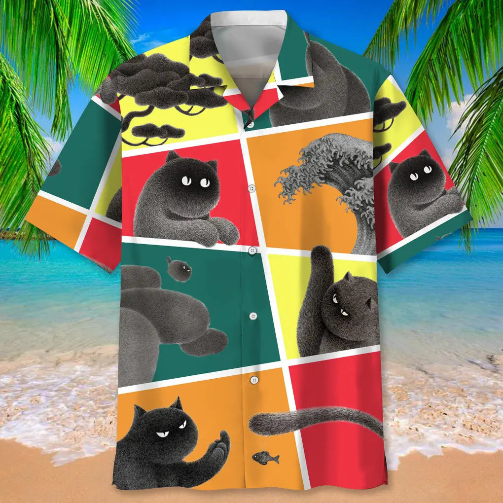 Funny Cat Hawaiian Shirt For Coastal Travel, Casual Events, And Comfortable Summer Wear