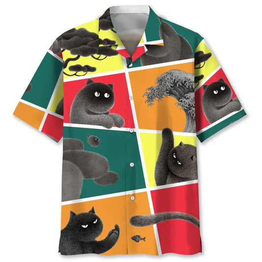 Funny Cat Hawaiian Shirt For Coastal Travel, Casual Events, And Comfortable Summer Wear
