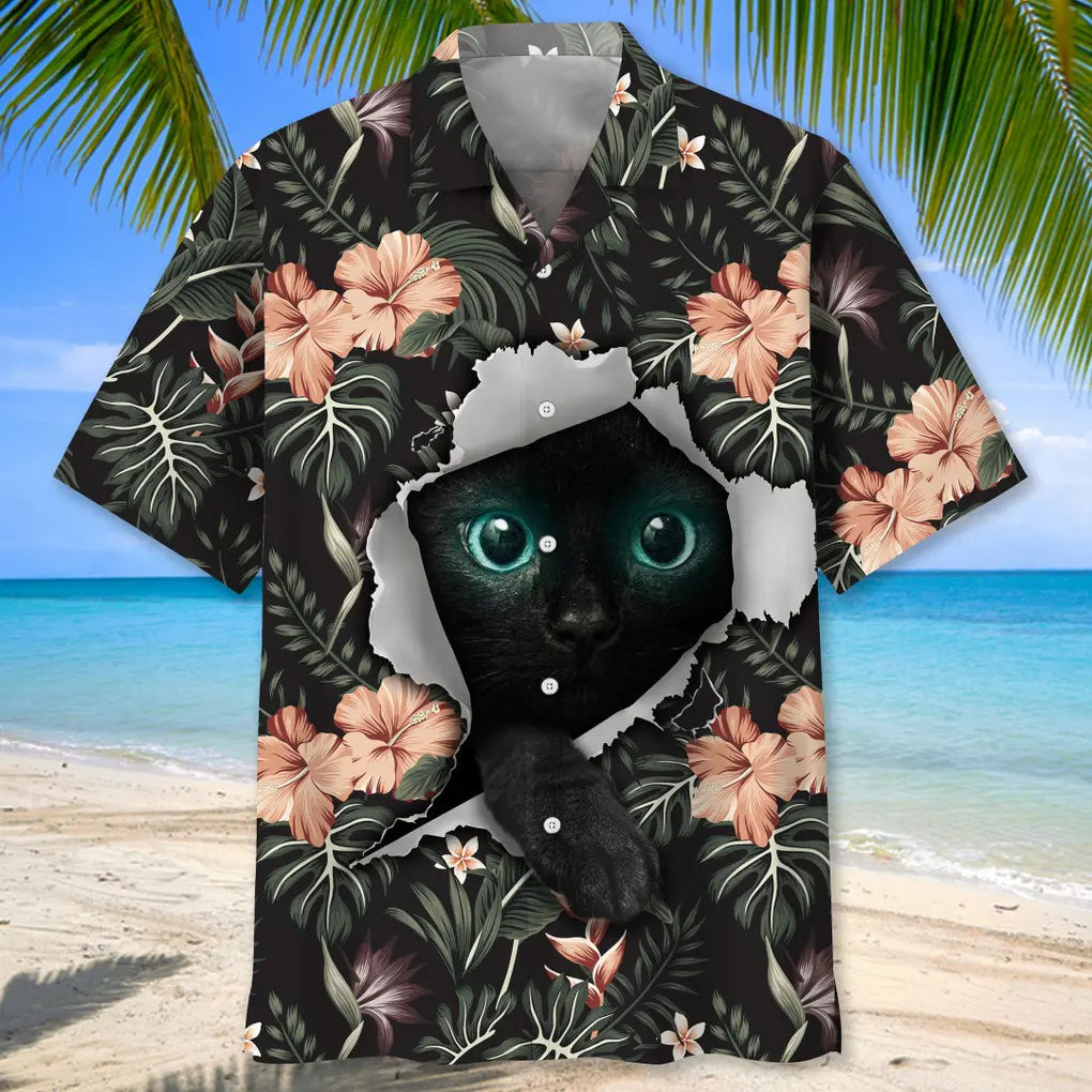 Tropical Cats Hawaiian Shirt For Animal Lovers, Beach Travel, And Casual Summer Style