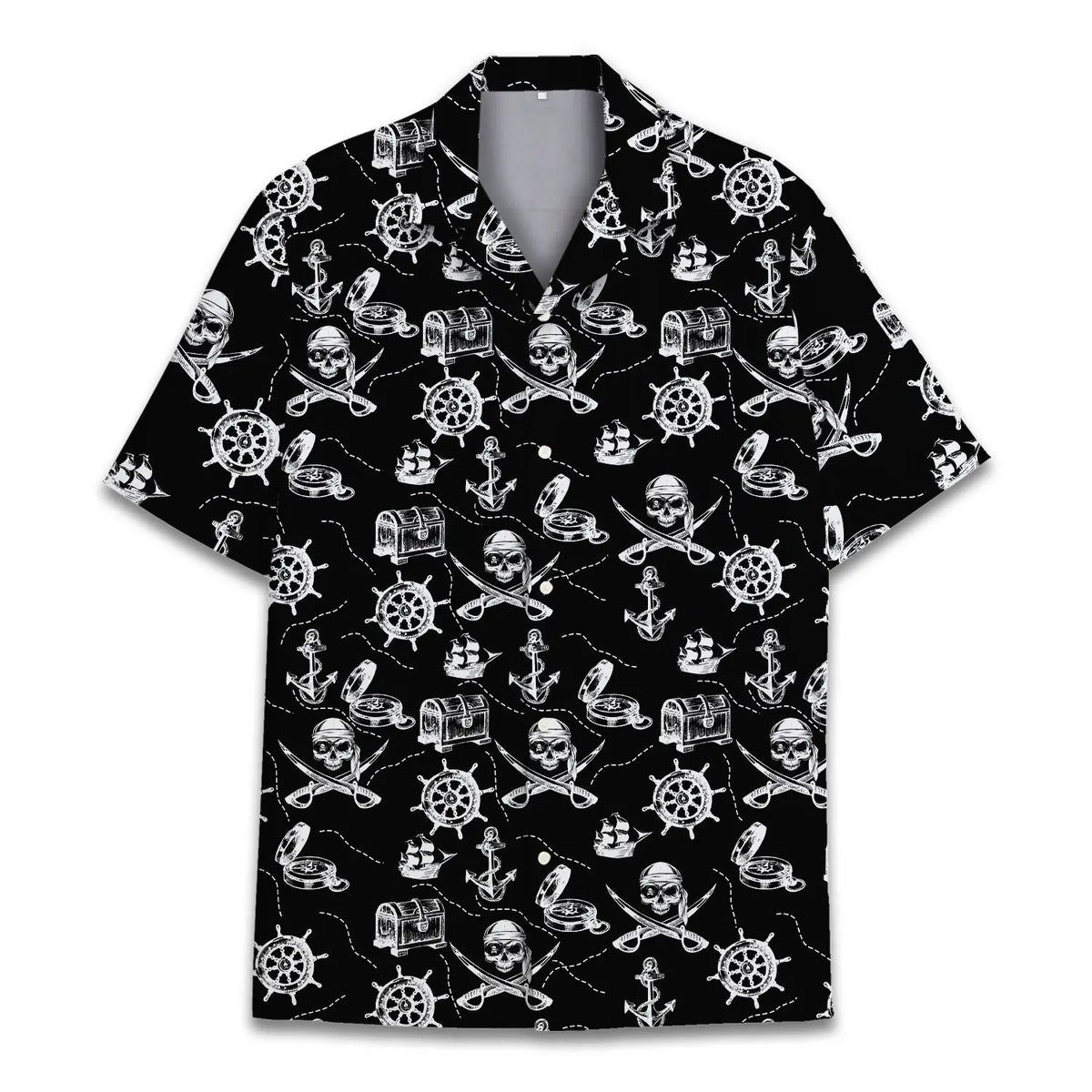 Island Pirate Aloha Hawaiian Shirt For Island Vacations, Resort Wear, And Relaxed Seasonal Style