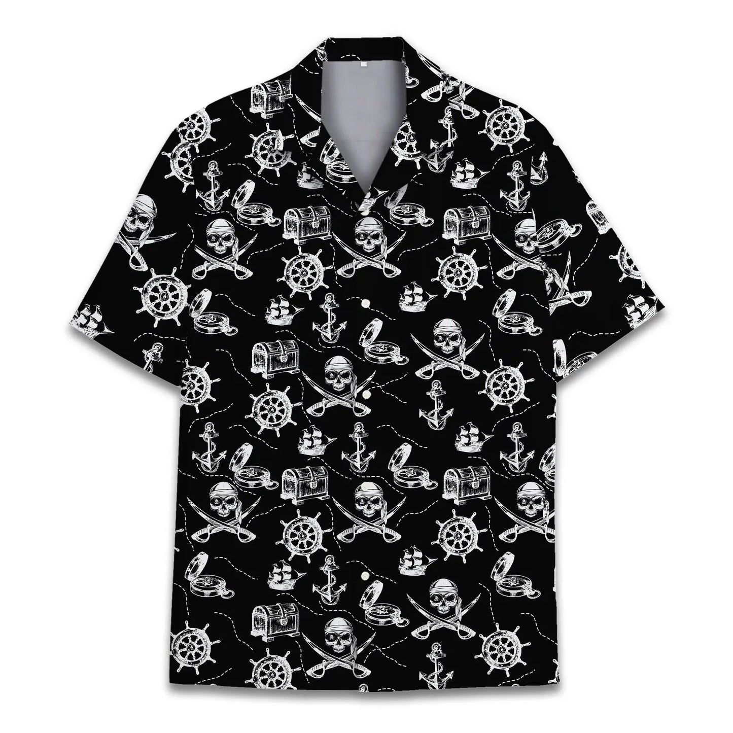 Island Pirate Aloha Hawaiian Shirt For Island Vacations, Resort Wear, And Relaxed Seasonal Style