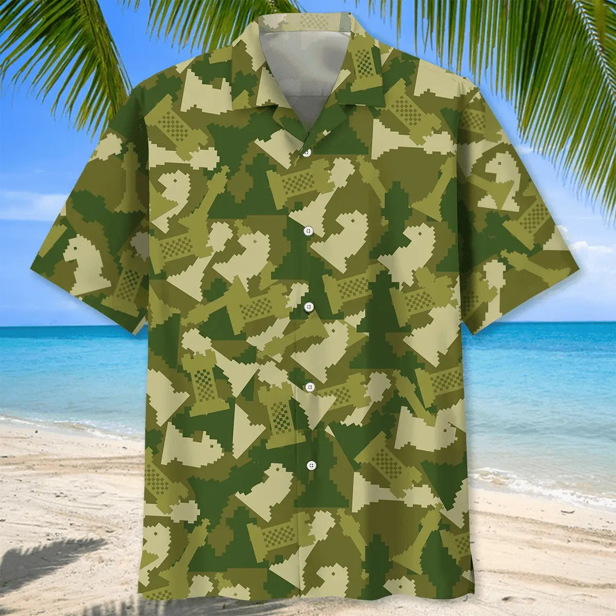 Chess Camo Hawaiian Shirt For Island Vacations, Resort Wear, And Relaxed Seasonal Style