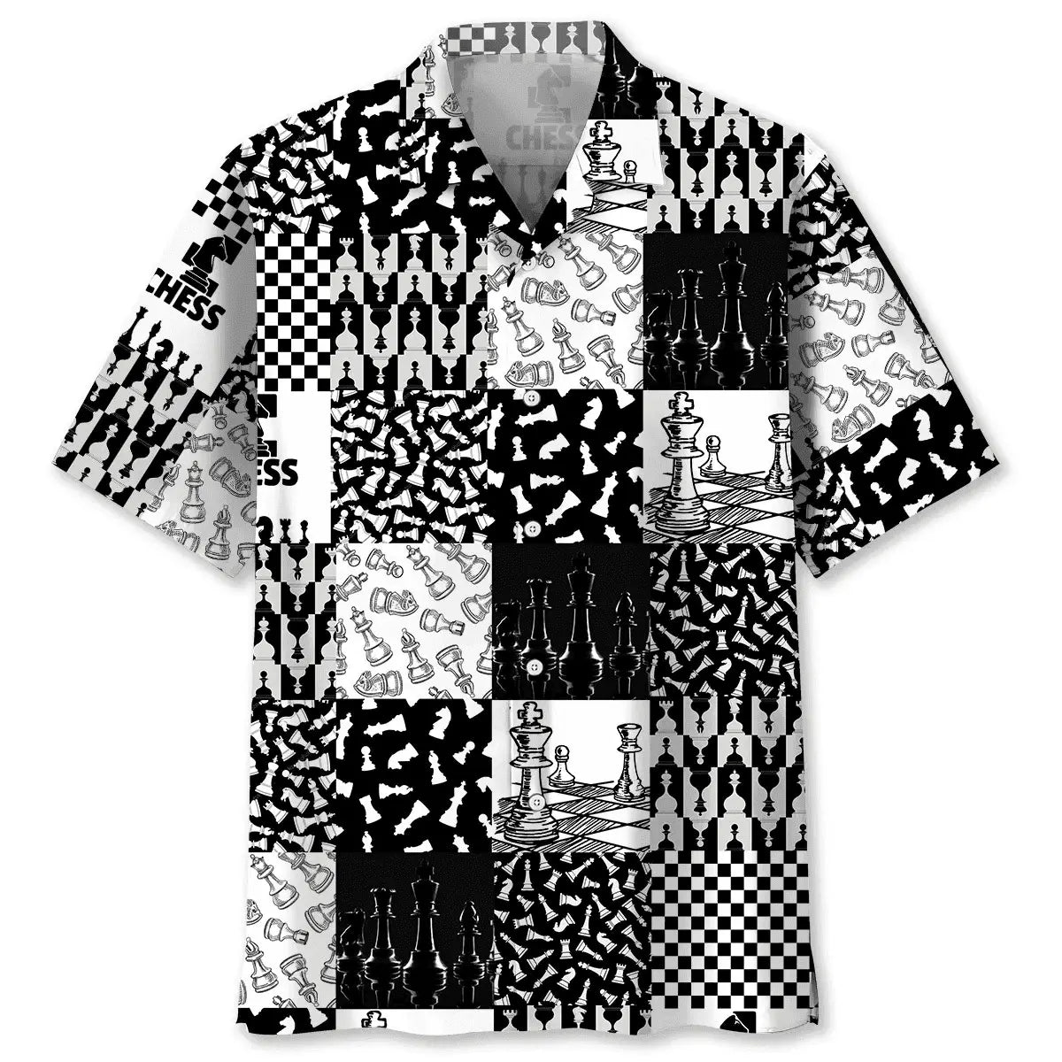 Chess Caro Hawaiian Shirt For Summer Vacation, Beach Travel, And Casual Wear
