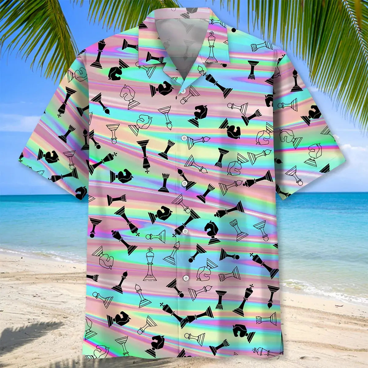 Colorful Chess Hawaiian Shirt For Resort Trips, Coastal Parties, And Warm Weather Style