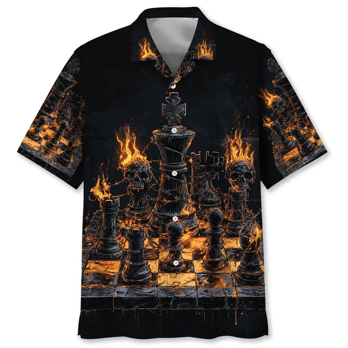 Hawaiian Shirt / Adults / S Chess Flames Gothic Hawaiian Shirt