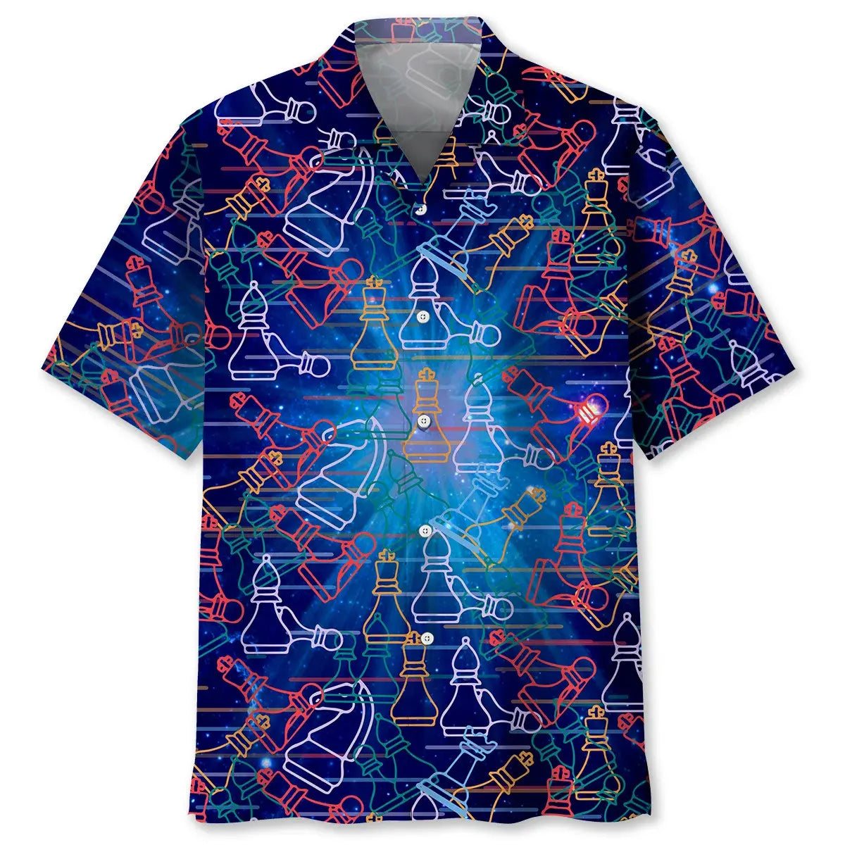 Colorful Chess Space Hawaiian Shirt For Tropical Holidays, Outdoor Gatherings, And Everyday Comfort