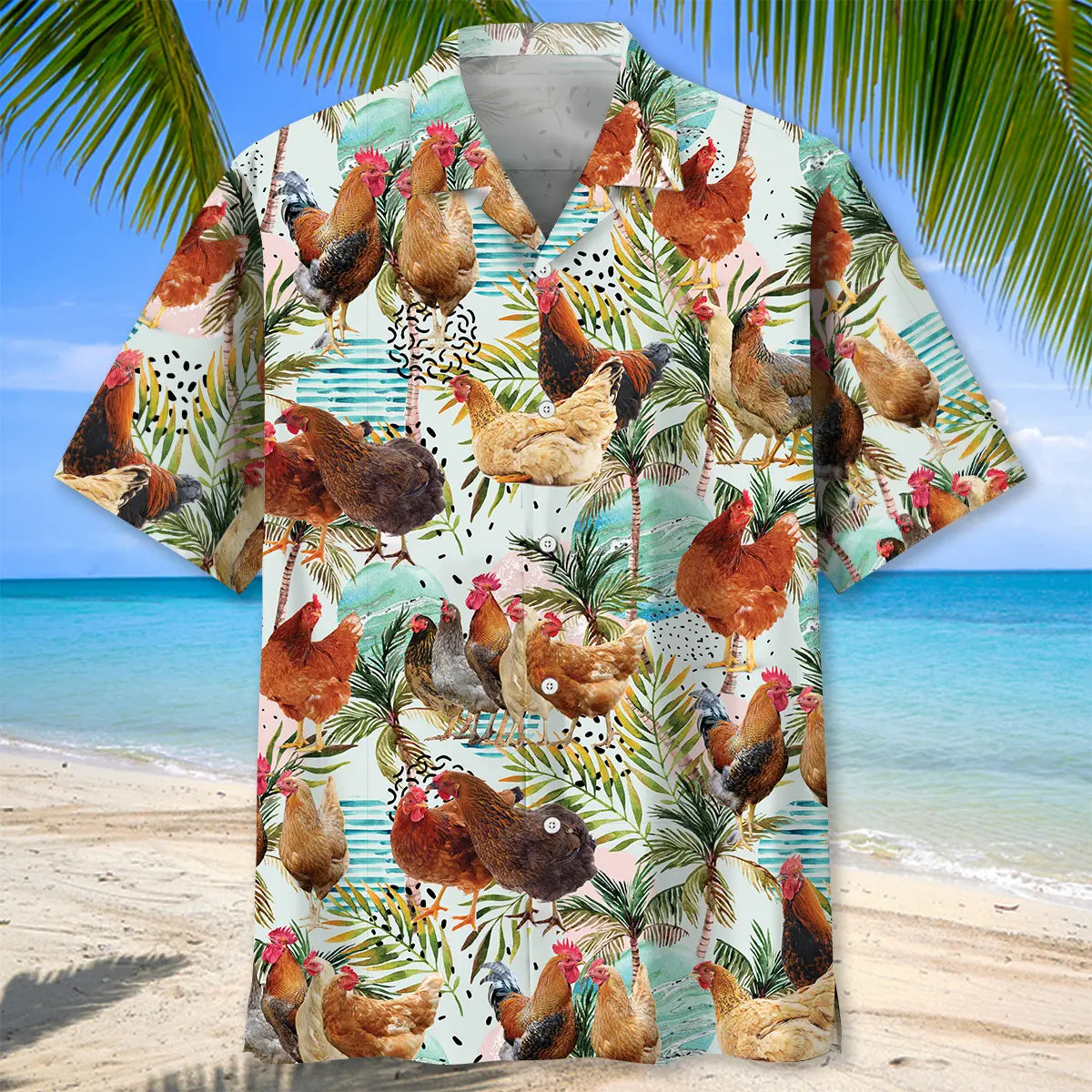 Chicken Creative Pattern Hawaiian Shirt For Tropical Holidays, Outdoor Gatherings, And Everyday Comfort