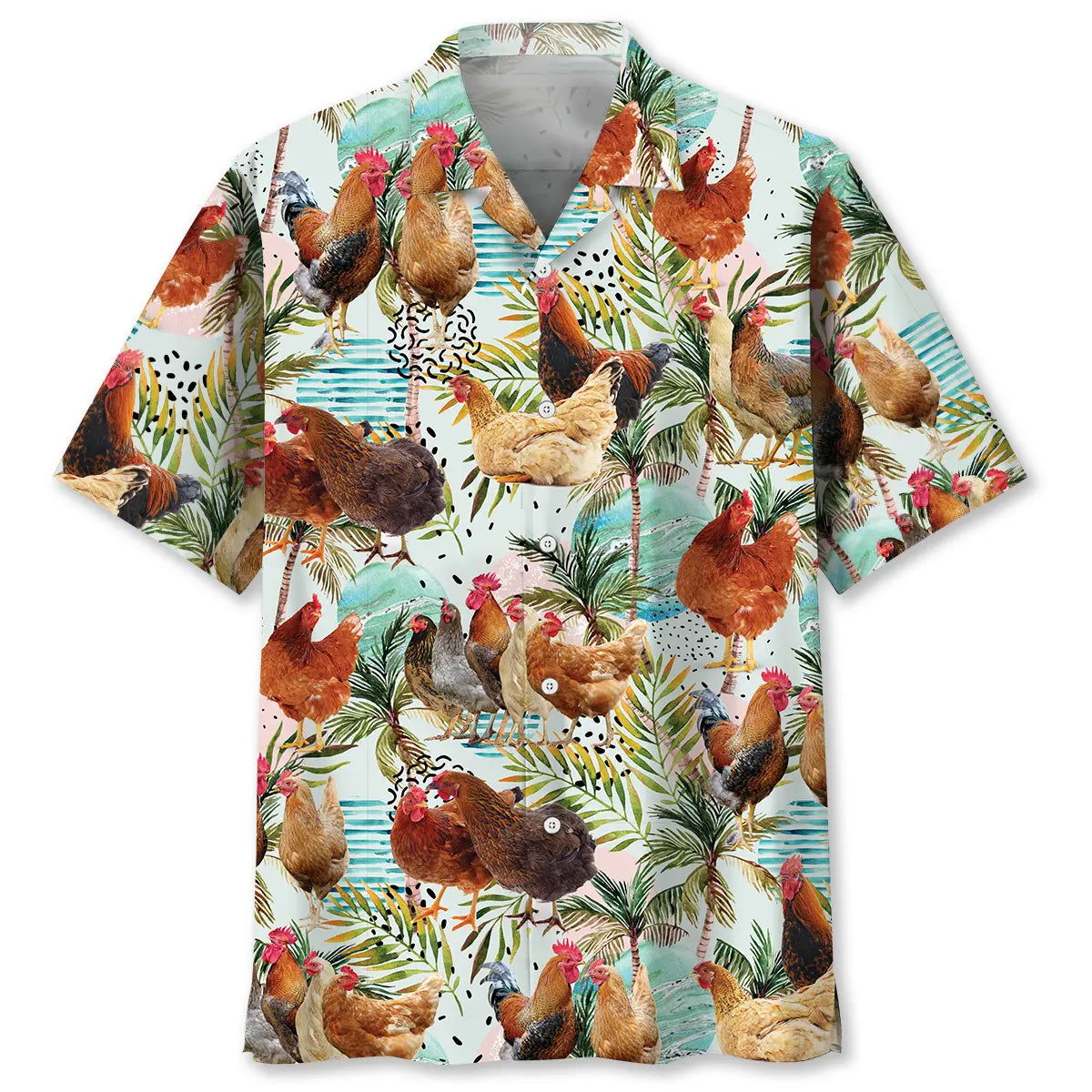 Chicken Creative Pattern Hawaiian Shirt For Tropical Holidays, Outdoor Gatherings, And Everyday Comfort
